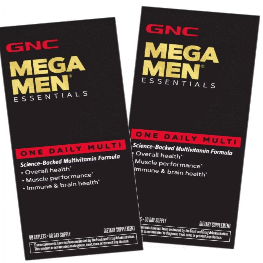 GNC Mega Men Essentials Multivitamin 2 PACK Immune and Brain Health 120 Caplets *EN