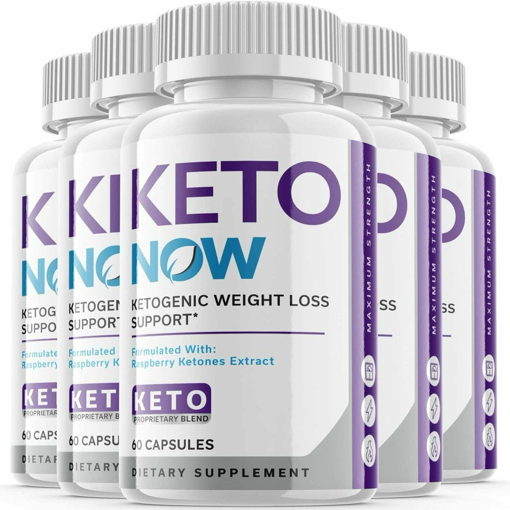 (5 Pack) Keto Now - Supplement for Weight Loss - Energy & Focus Boosting Dietary Supplements for Weight Management & Metabolism - Advanced Fat Burn Raspberry Ketones Pills - 300 Capsules