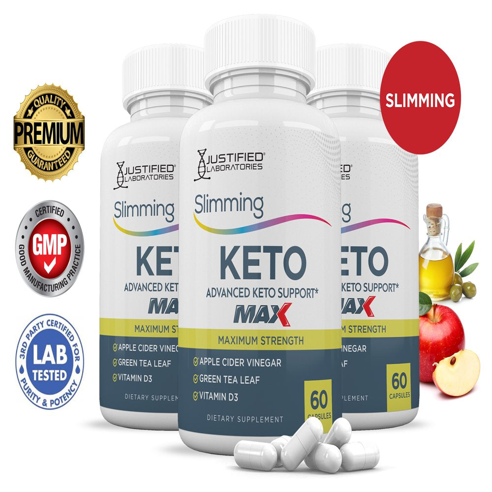 (3 Pack) Slimming Keto ACV MAX Pills 1675Mg Alternative to Gummies Dietary Supplement 180 Capsules