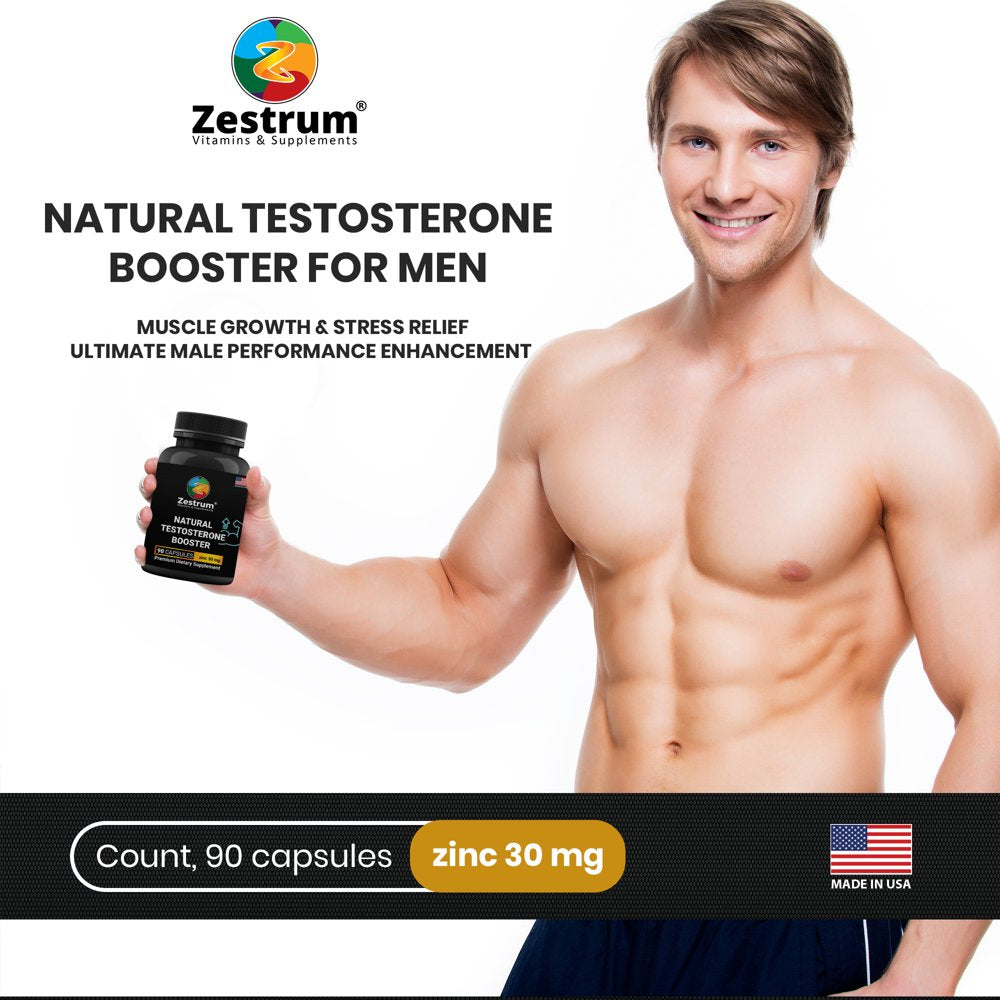 ZESTRUM Natural Testosterone Booster for Men, Zinc 30Mg Muscle Growth Testosterone Supplements, 90Ct