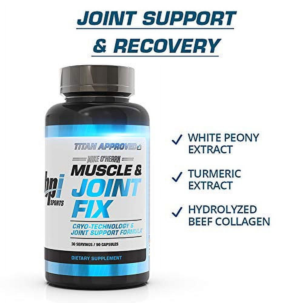 BPI Sports Muscle & Joint Fix - Mike Oâ€™Hearn Titan Series - Muscle Recovery & Healthy Joint Support Supplement - All-Natural Turmeric, White Peony & Collagen Capsules for Men & Women | 90 Capsu