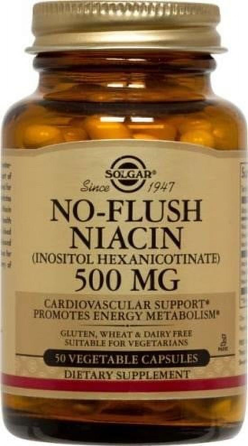 Solgar No-Flush Niacin 500 Mg Vegetable Capsules, 50 Ct