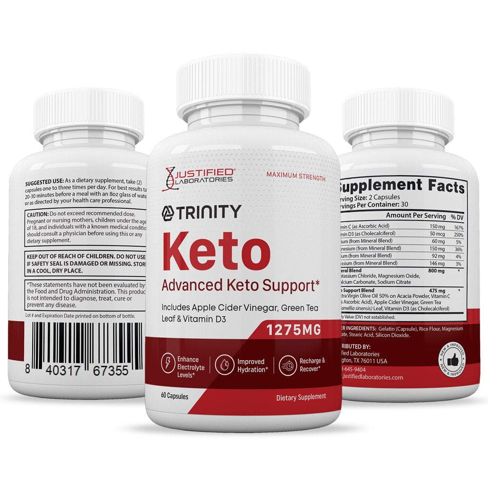 Trinity Keto ACV Pills 1275Mg Alternative to Gummies Dietary Supplement 60 Capsules