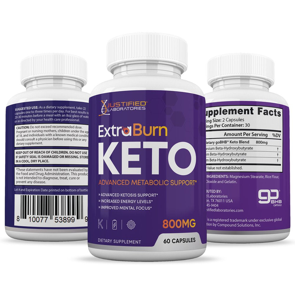 (5 Pack) Extra Burn Keto Pills Includes Patented Gobhb® Appetite Control 300 Capsules