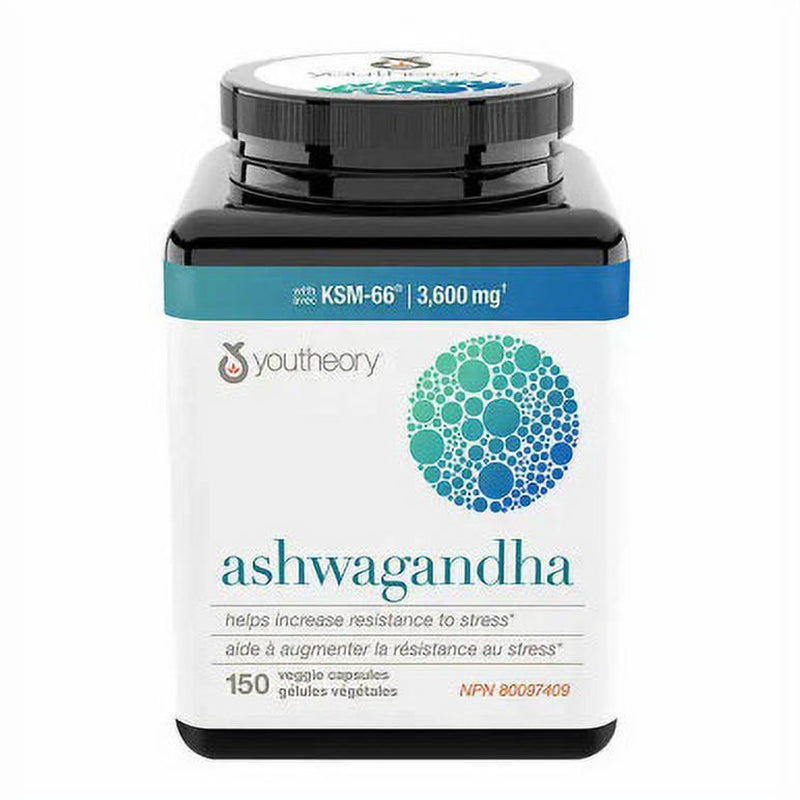 Youtheory Ashwagandha - 150 Veggie Capsules | Stress Relief and Wellness Support