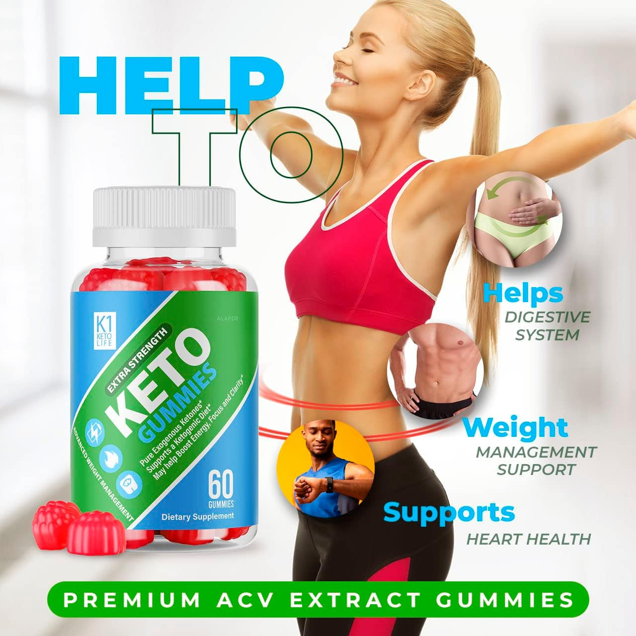 (3 Pack) K1 Keto Life - New Advance K1 Keto Life Gummies, Apple Cider Vinegar Gummies K1 Ketolife, Extra K1 Ketolife Gummy for 90 Days Supply.