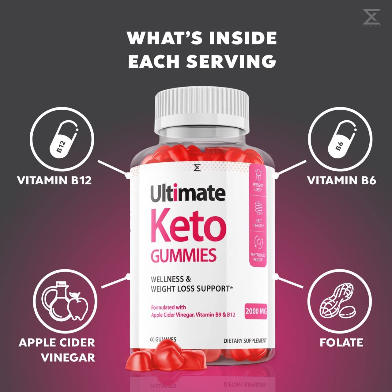 Ultimate Keto Gummies for Loss Max Potency ACV Ultimate Keto (60 Gummies)