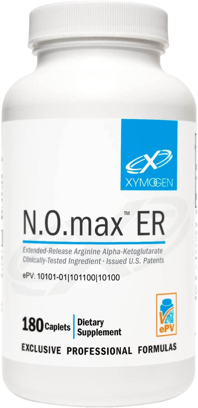 XYMOGEN N.O.Max ER - Extended-Release Nitric Oxide Precursor Arginine Alpha-Ketoglutarate to Support Cardiovascular Health - Optimizes Muscle Function + Adaptation to Exercise (180 Caplets)