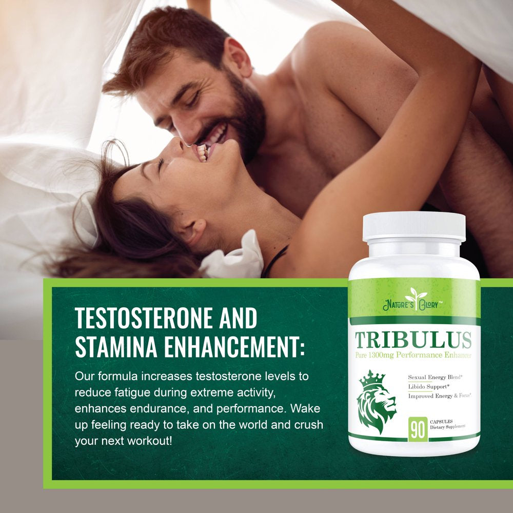 Tribulus Extract Capsules for Men Muscle Growth - Enhances Stamina & Improves Vitality - Testosterone Booster Dietary Supplement - Tribulus 1300Mg - 270 Capsules