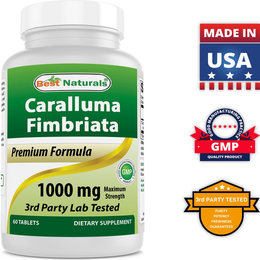 2 Pack Best Naturals Caralluma Fimbriata 1000 Mg 60 Tablets | Appetite Suppressant and Weight Loss Diet Supplement (Total 120 Tablets)