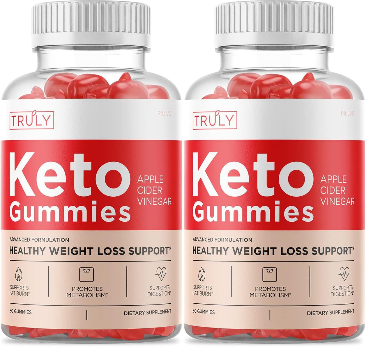 (2 Pack) Truly Keto ACV Gummies, Apple Cider Vinegar Capsules Advanced Formula (120 Gummies)