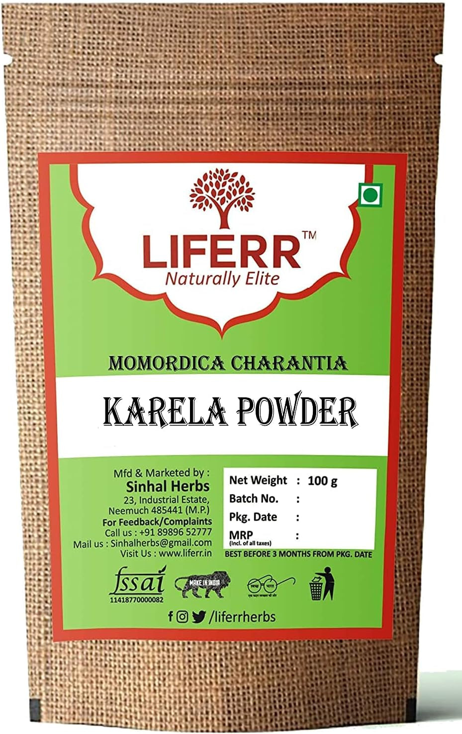 PUB LIFERR Dry Karela Powder | Bitter Gourd Powder | Momordica Charantia Powder | Kaaraate | 200G