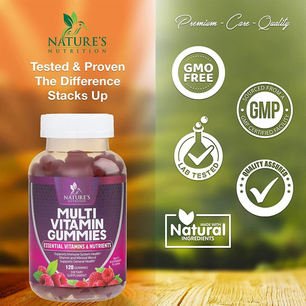 Nature'S Nutrition Adult Multivitamin Gummies with Zinc, Vitamin C, D3, B12, Biotin for Men & Women, 120 Ct.