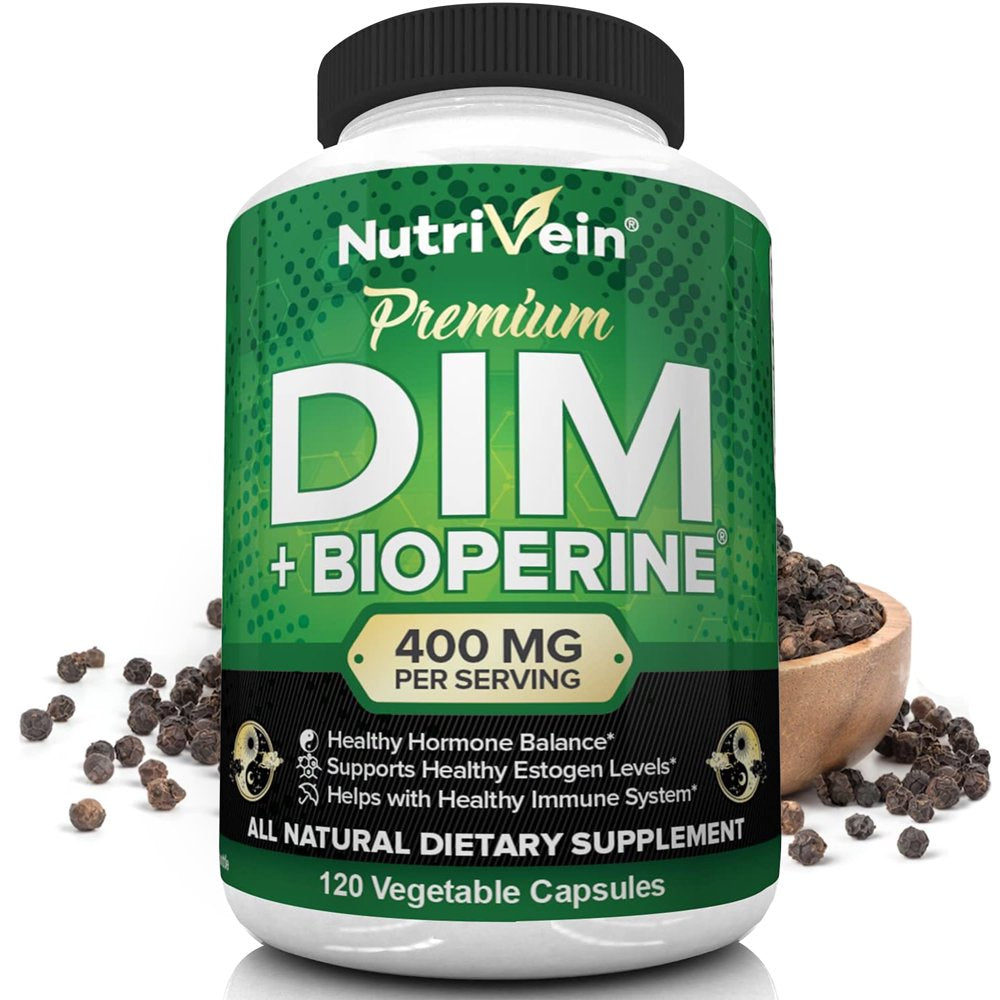 Nutrivein DIM Supplement 400Mg – 120 Capsules - Supports Acne Treatment for Men & Women