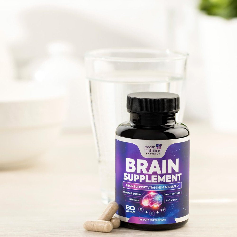 Brain Supplement for Memory & Focus - Nootropics for Concentration & Energy - 60 Capsules