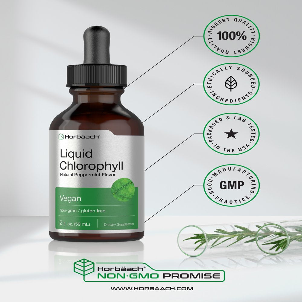 Liquid Chlorophyll | 2 Oz | Natural Peppermint Flavor | by Horbaach