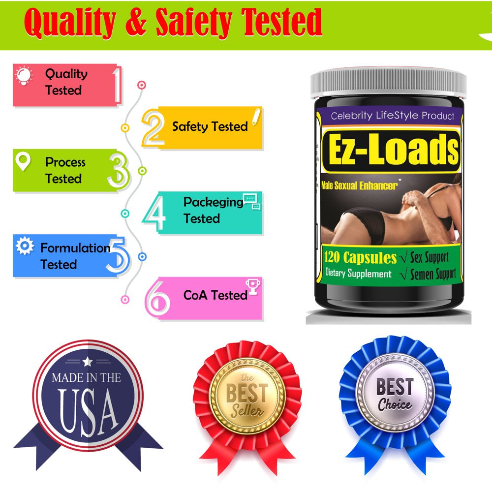 Ez Loads Testosterone Booster for Men, Male Enhancing Supplement 120 Count by Celebrity Lifestyle