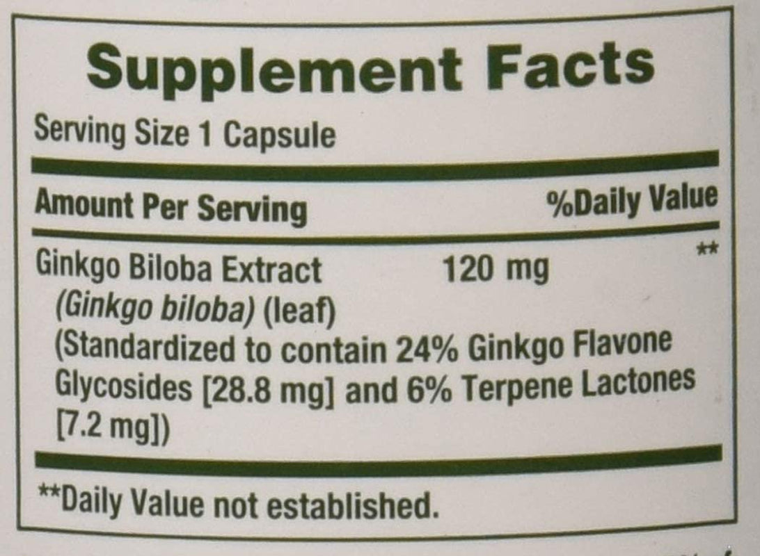 Nature'S Bounty Ginkgo Biloba, 120 Mg, 100 Ea