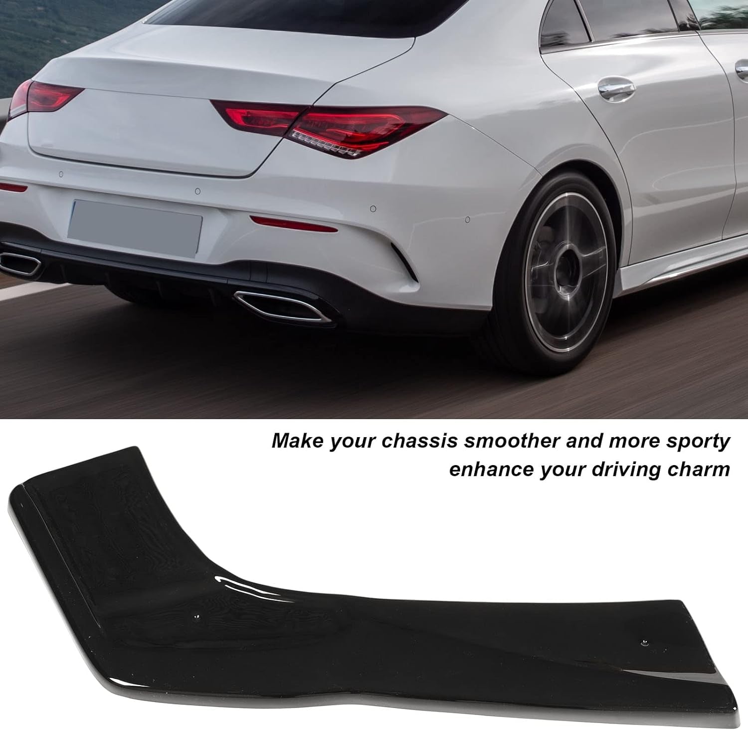 1 Pair Tail Bumper Lip Spoiler, Rear Splitter Lip Spoiler Glossy Black Left Right Bumper Diffuser Splitter Kit Replacement for Benz CLA Class C118 CLA35 CLA45