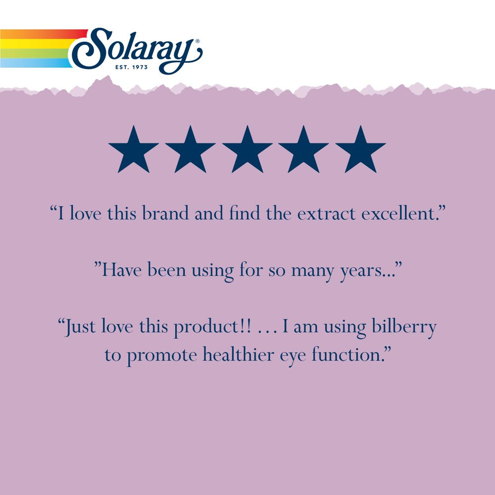 Solaray Bilberry Berry Extract 60 Mg, Eye Health & Circulation Support, with 36% Anthocyanosides, Vegan, 120 Vegcaps