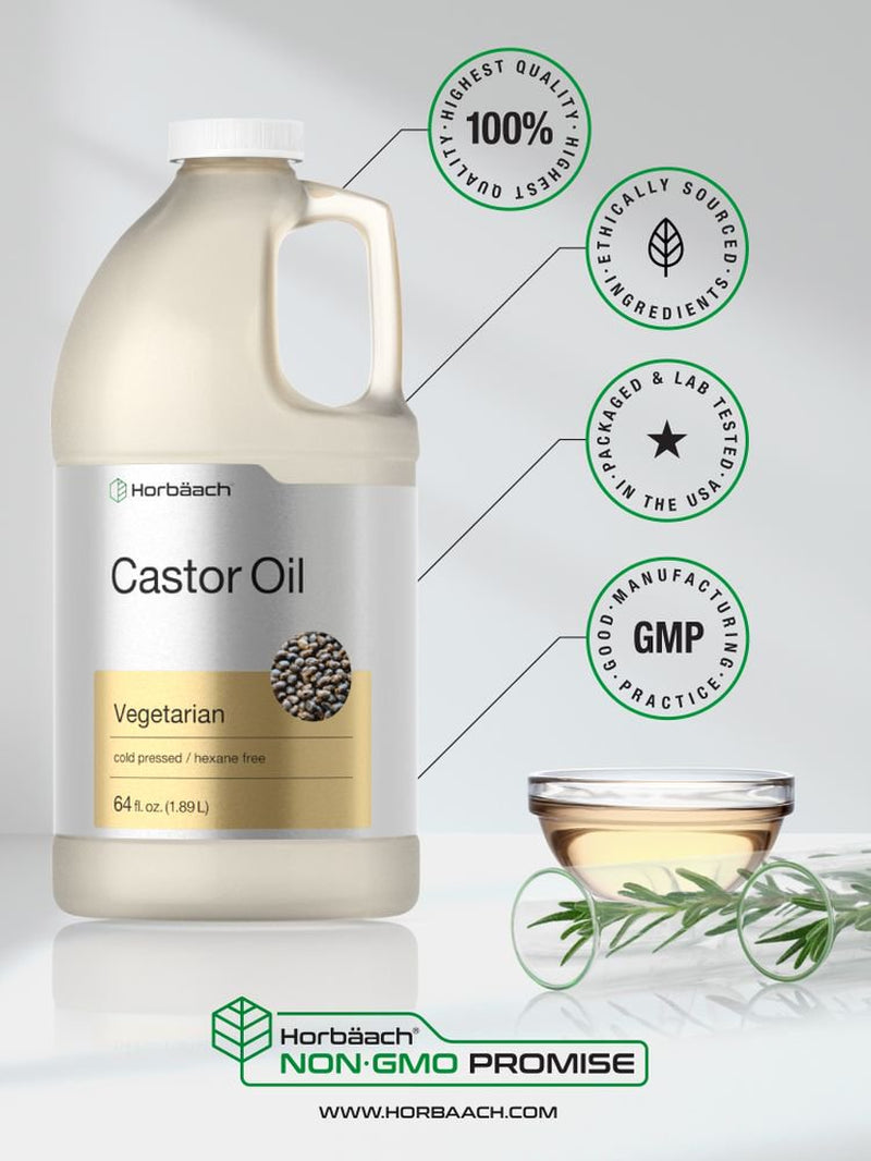 Castor Oil 64Oz | for Hair, Eyelashes & Eyebrows | Vegetarian | by Horbaach