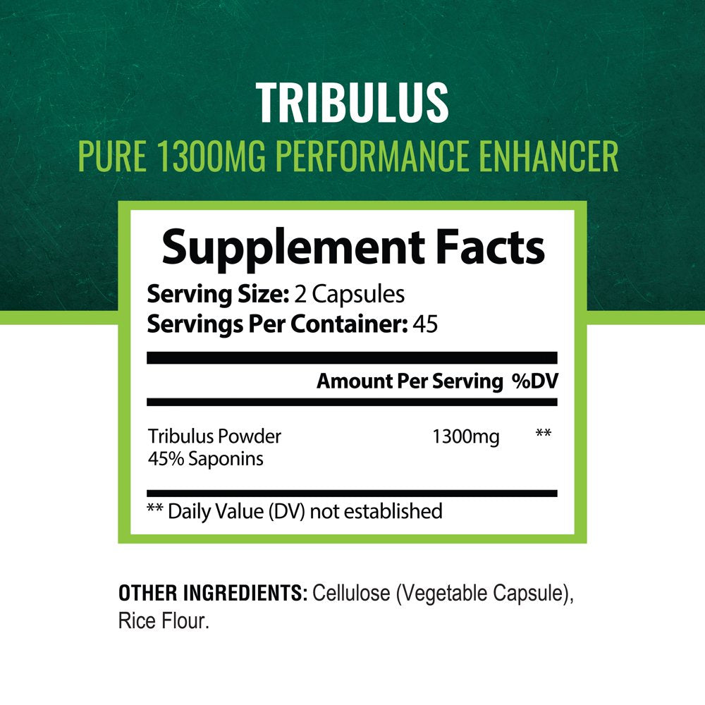 Tribulus Extract Capsules for Men Muscle Growth - Enhances Stamina & Improves Vitality - Testosterone Booster Dietary Supplement - Tribulus 1300Mg - 270 Capsules