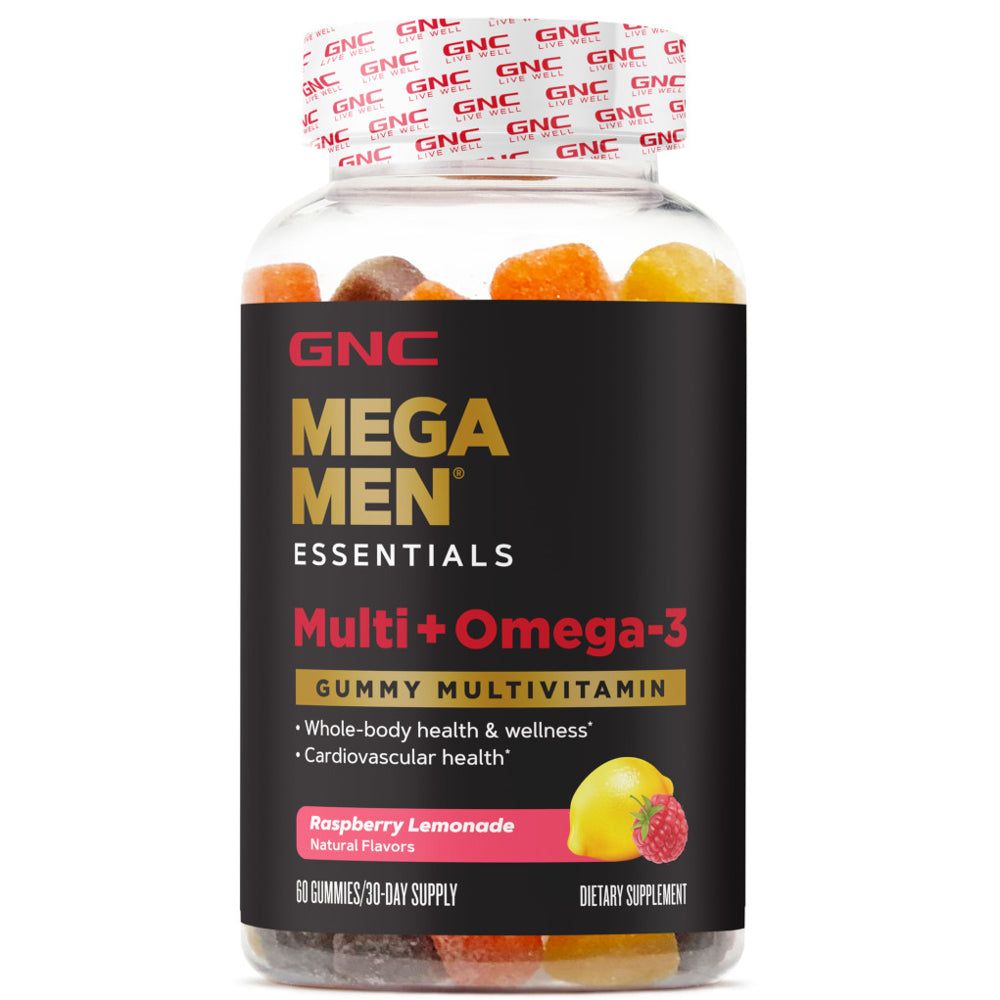 GNC Mega Men® Multivitamin + Omega-3 Gummies, 60 Gummies, Vitamins & Minerals for Men