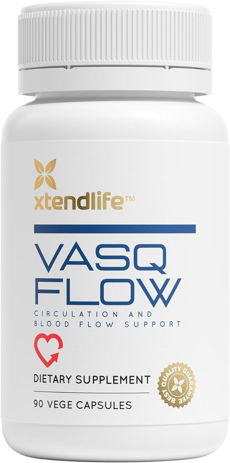 Xtendlife Vasqflow Circulation and Blood Flow Support - Nitric Oxide Supplement to Improve Nitric Oxide, Oxygen Flow, Healthy Blood Pressure & Immunity | 100% Vegan, Non-Gmo (90 Count)