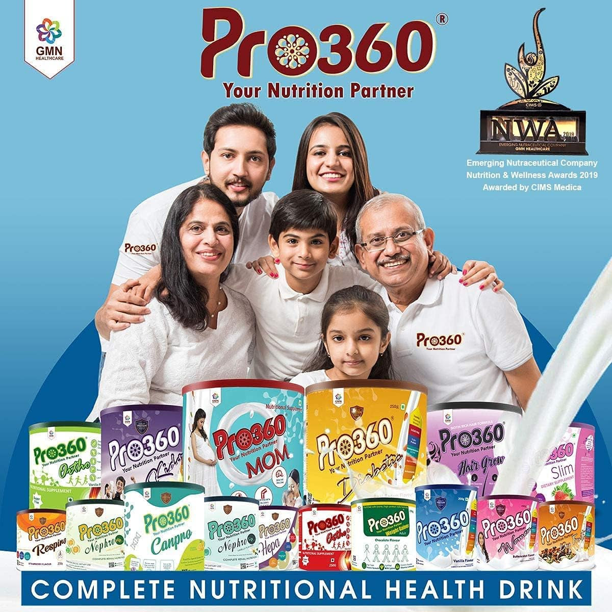 CROW Pro360 Diabetic Protein Powder Nutrition Health Drink for Diabetes Care 500GM - No Added Sugar (Chocolate)