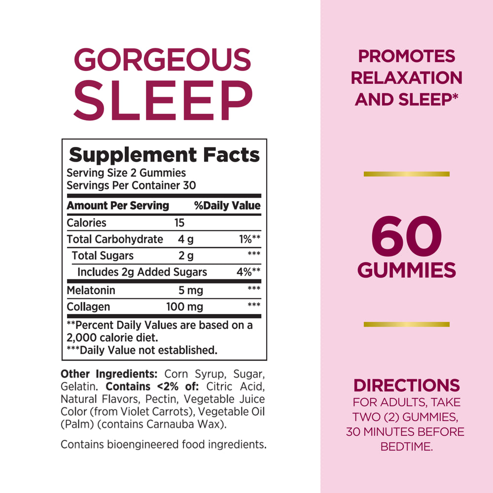 Nature'S Bounty® Optimal Solutions Gorgeous Sleep, with Melatonin & Collagen, 60 Gummies