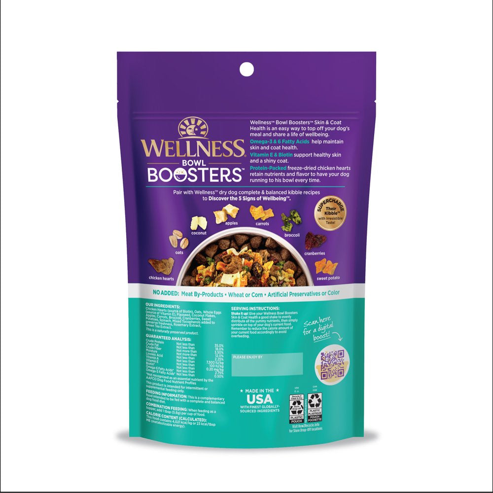 Wellness Bowl Boosters Functional Freeze-Dried Dog Food Topper, Skin & Coat Health, 4 Ounce Bag