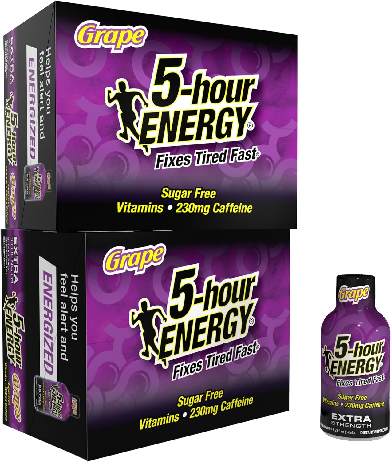 5-Hour ENERGY Extra Strength Energy Shot | Grape Flavor | 1.93 Oz. | 24 Count | Sugar-Free & Zero Calories | B-Vitamins & Amino Acids | 230Mg Caffeinated Energy Shot | Dietary Supplement