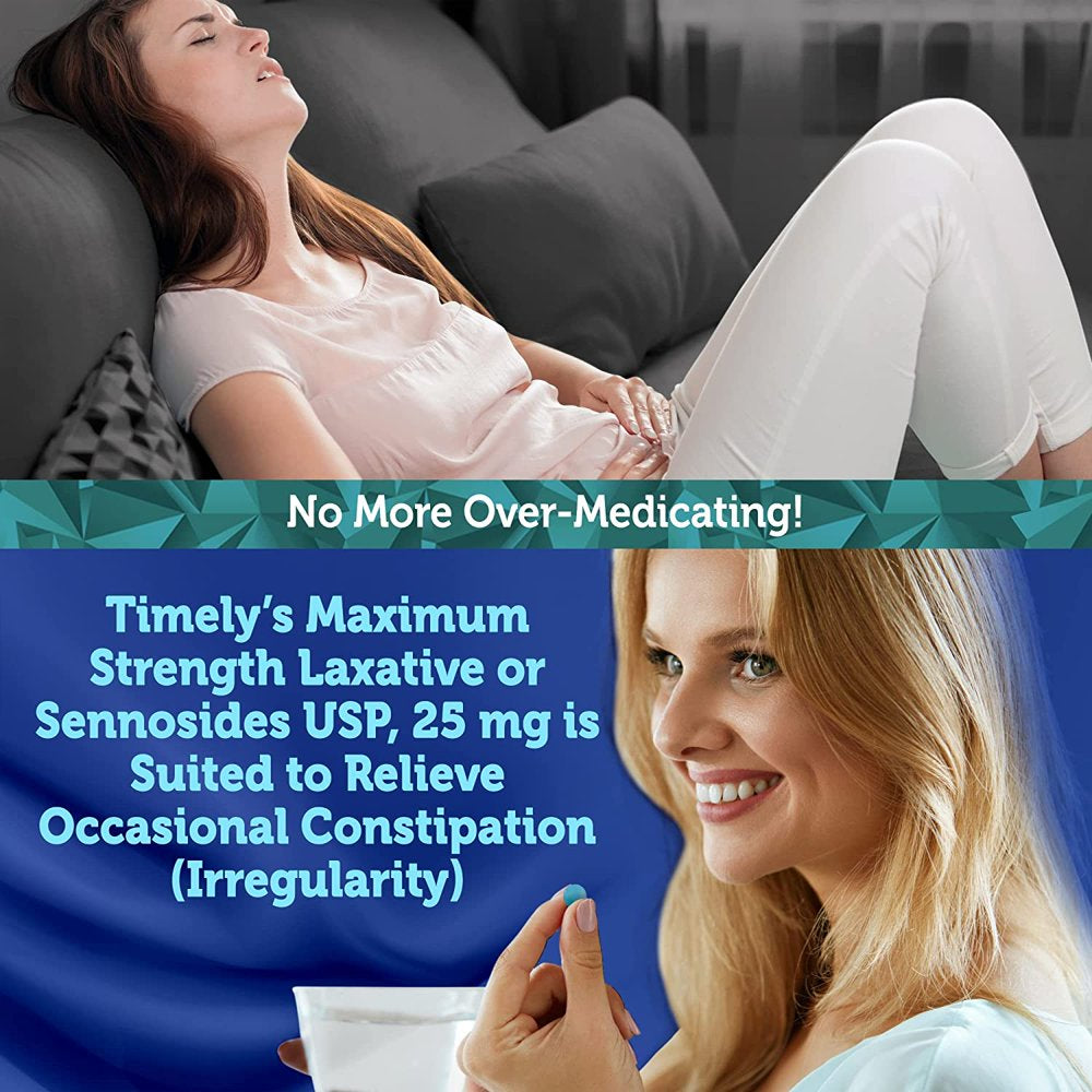 Timely - Max Lax Laxatives - 90 Maximum Strength Tablets - 25 Mg Sennosides - Compared to Ex-Lax