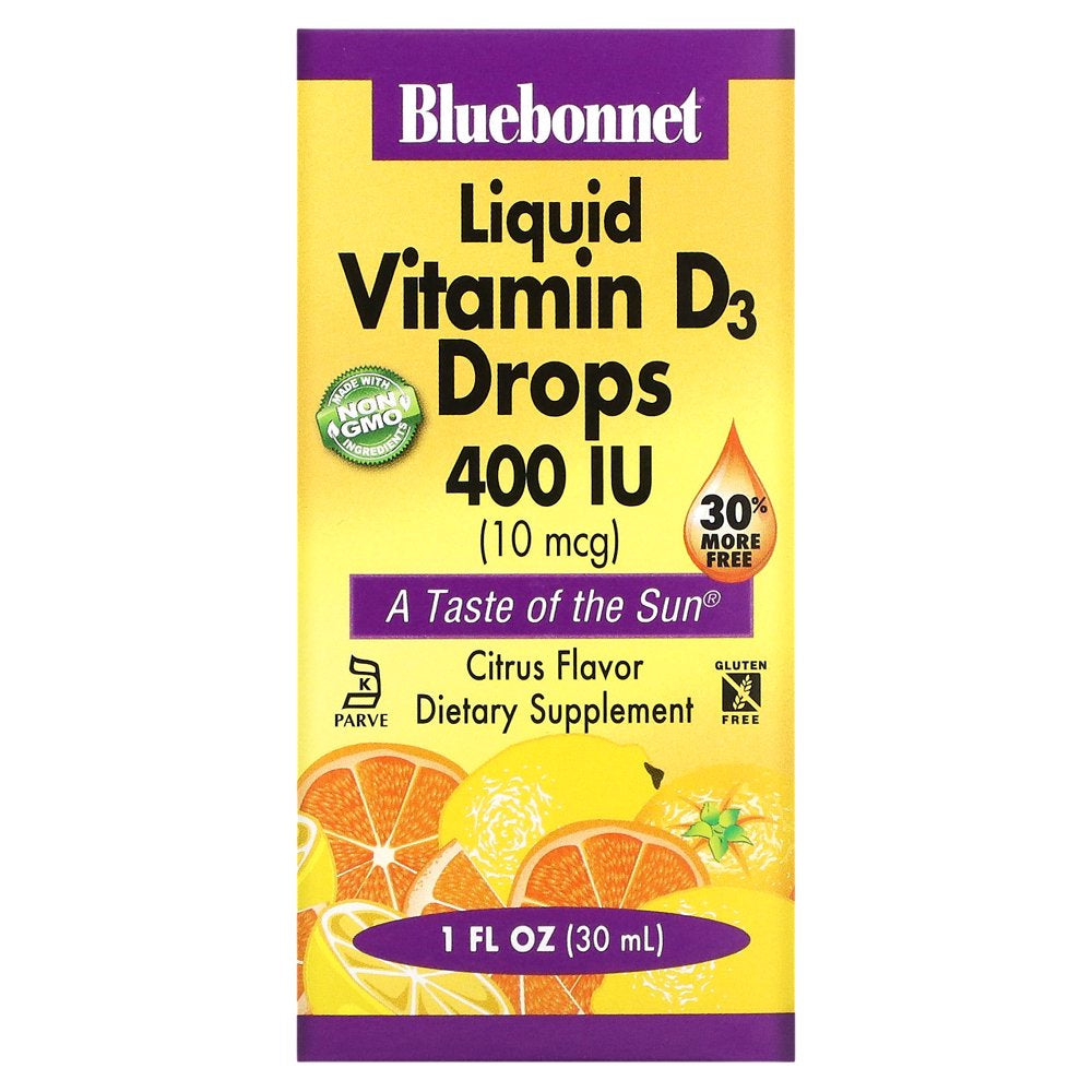 Bluebonnet Liquid Vitamin D3 Drops 10 Mcg (400 IU) Citrus 1 Fl Oz