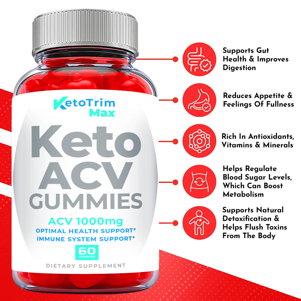 (3 Pack) Keto Trim Max Keto ACV Gummies - Supplement for Weight Loss - Energy & Focus Boosting Dietary Supplements for Weight Management & Metabolism - Fat Burn - 180 Gummies