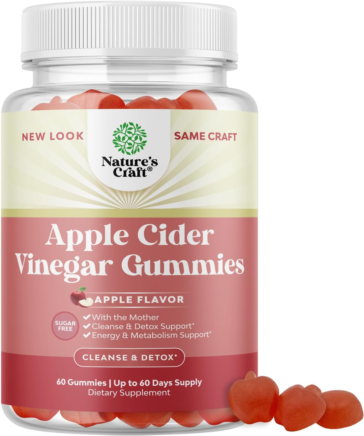 ACV Apple Cider Vinegar Gummies - Sugar Free Apple Cider Vinegar Gummies with the Mother for Full Body Cleanse and Detox Natural Energy and Digestive Support - Keto ACV Gummies Vitamins for Adults