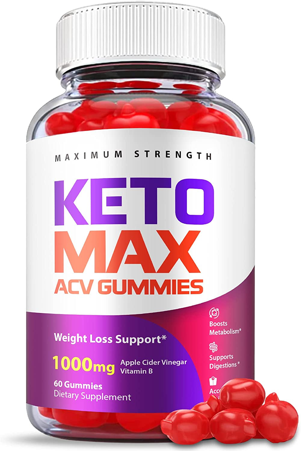 Keto Max ACV Gummies - Official Formula, Vegan - Keto Max Gummies ACV with Apple Cider Vinegar 1000 Mg Gummy, Vitamin B12 B6, Beet Root Juice, Pomegranate Juice, Ketomax ACV Gummies (60 Gummies)