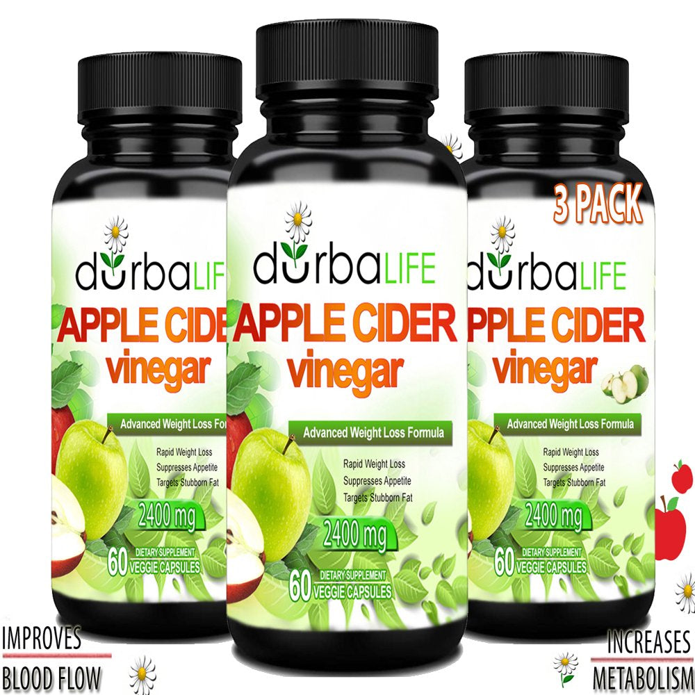 Durbalife Apple Cider Vinegar 2400Mg 180 Pills - 3 Pack Dietary Supplement