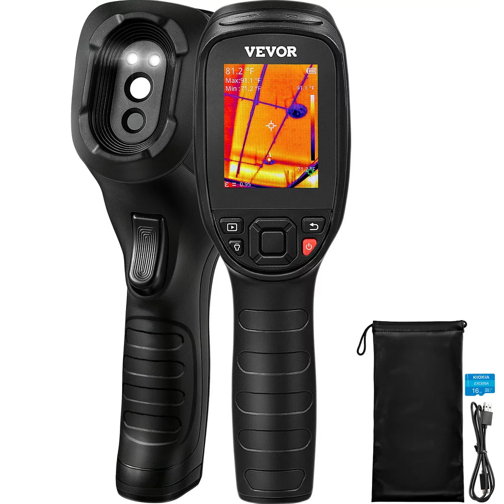 VEVOR Thermal Imaging Camera, 240X180 IR Resolution (43200 Pixels), 20Hz Refresh Rate Infrared Camera with -4℉~662℉ Temperature Range, 16G Built-In SD Card, and Rechargeable Li-Ion Battery