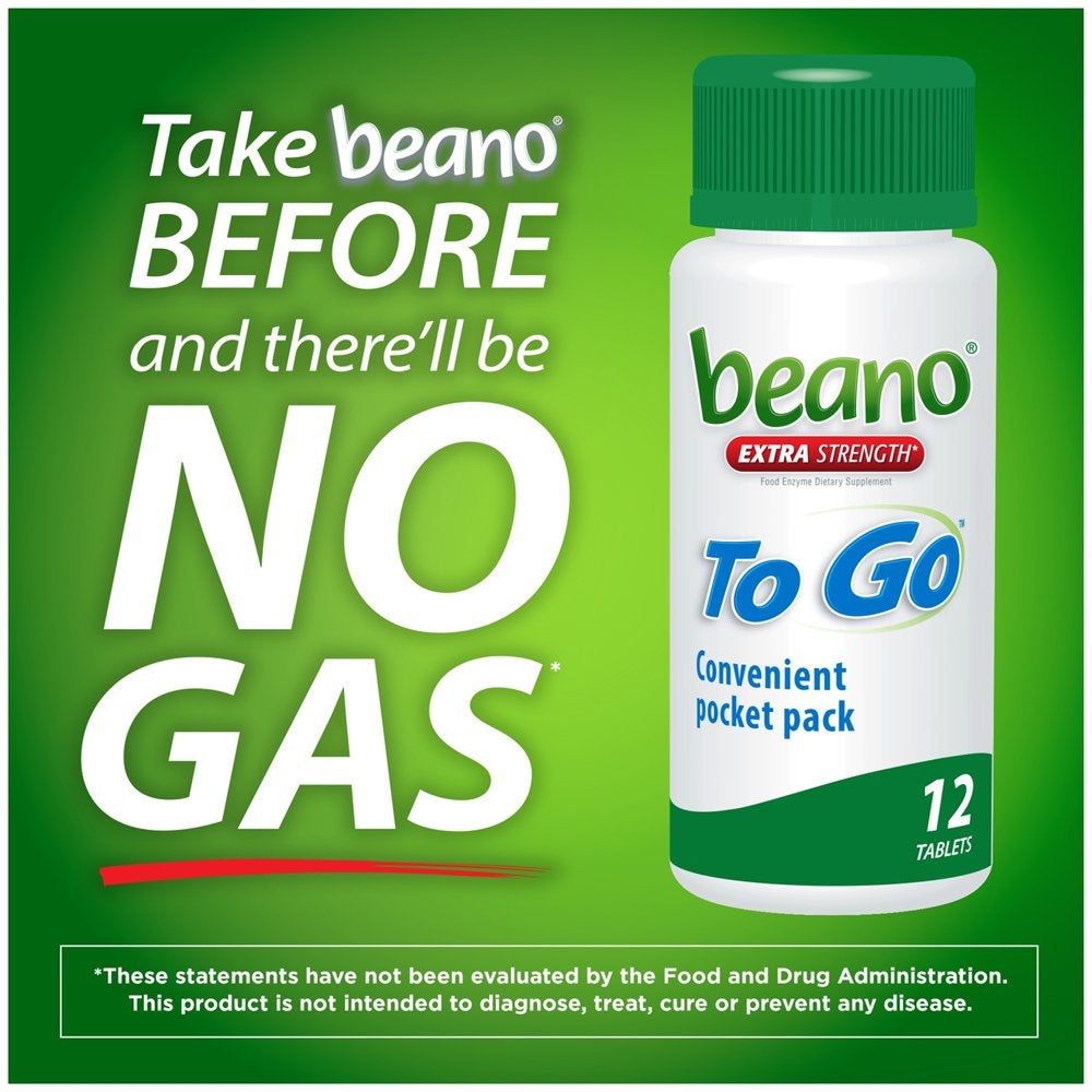 Beano to Go, Gas Prevention and Digestive Enzyme Supplement, 12 Count