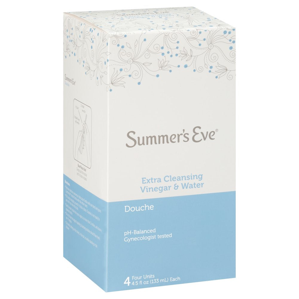 Summer'S Eve Douche, Extra Cleansing Vinegar & Water, 4 Units, 4.5 Oz Each