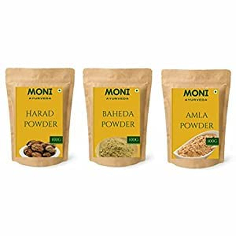 Seasol MONI AYURVEDA Harad Baheda Amla Powder - 100 Gram Each - Best for Constipation, Improves Digestive System