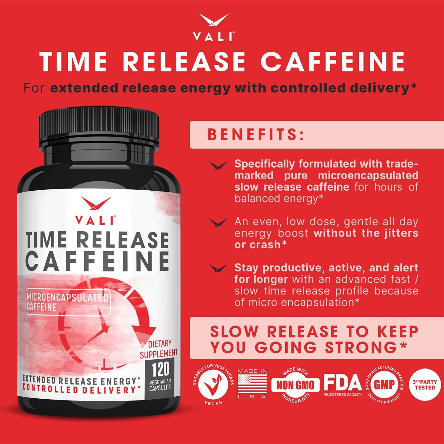 VALI Time Release Caffeine Tart Cherry Bundle - Smart Slow Release Caffeine for Extended Energy, Focus & Alertness and Uric Acid Control and Cleanse with Cherry, Celery & Bilberry for Joints