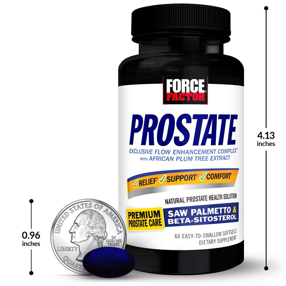 Force Factor Prostate Saw Palmetto and Beta Sitosterol Supplement for Men, Prostate Health Support, Prostate Size Support, Urinary Relief, Bladder Control, Reduce Nighttime Urination, 60 Softgels