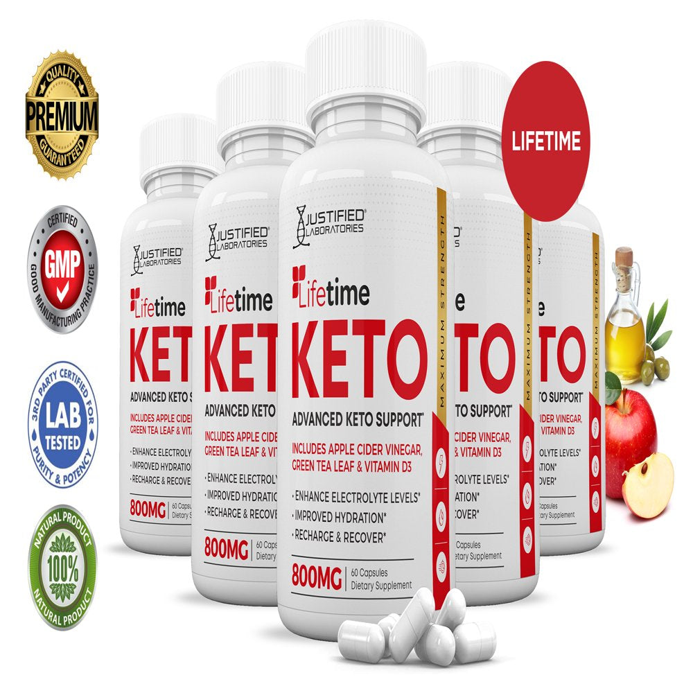 (5 Pack) Lifetime ACV Pills 1275 MG Stronger than Gummies Advanced Keto Support 300 Capsules