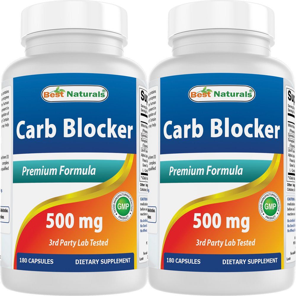 2 Pack Best Naturals Carb Blocker 500 Mg 180 Capsules | Weight Loss Pills