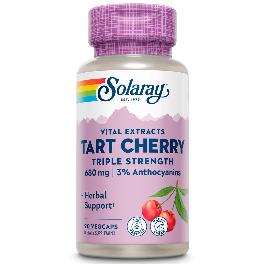 Solaray Triple Strength Tart Cherry Fruit Extract | Helps Support Healthy Uric Acid Levels W/ Antioxidants & Anthocyanins | Non-Gmo & Vegan | 90Ct