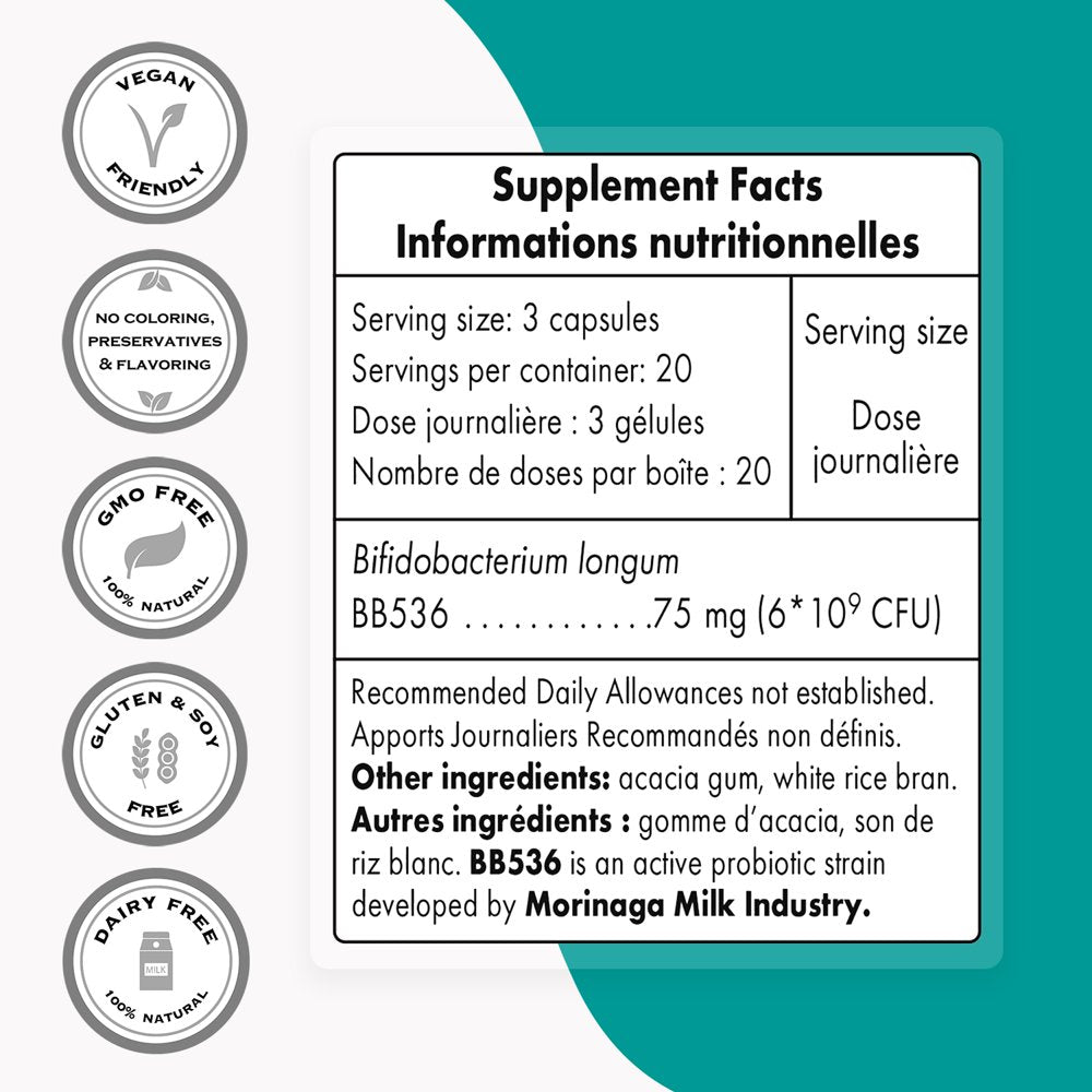 Supersmart - Bifidobacterium Longum 6 Billion CFU per Day - Prebiotics & Probiotics Supplement - Colon & Digestive Health | Non-Gmo & Gluten Free - 60 DR Capsules