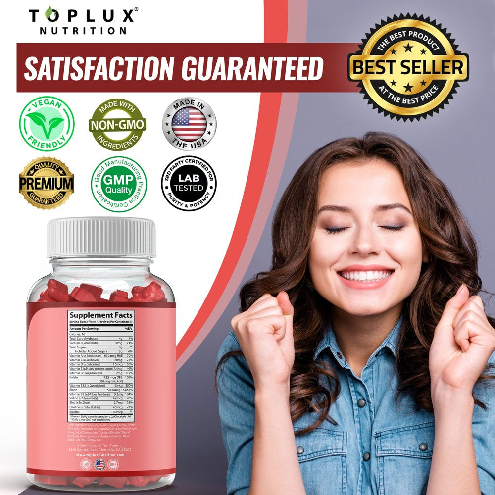 Toplux Hair Vitamin Gummies 5000Mcg Biotin Supplement for Healthy Hair Growth Support Skin & Nails, Berry Flavor 60 Count 2 Pack