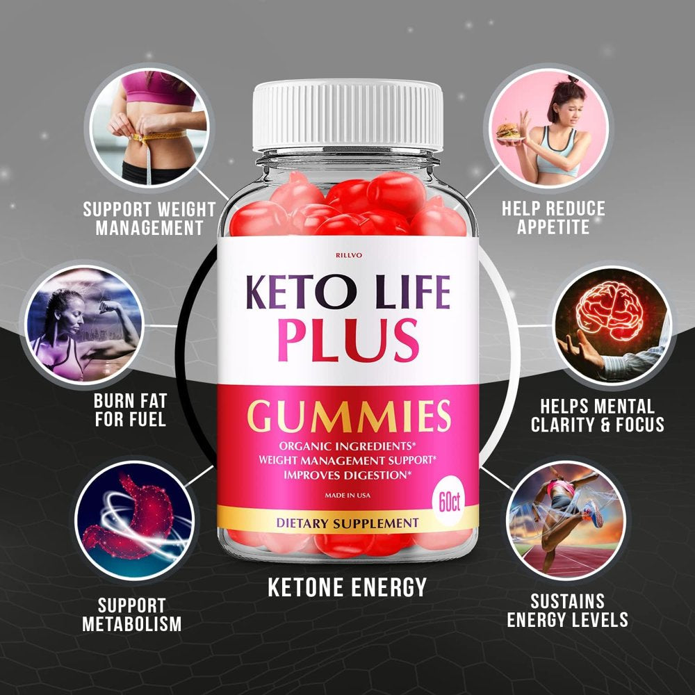 Keto Life + Gummies - Advanced Formula Keto Life plus ACV Gummies Keto Gummies with Apple Cider Vinegar Dietary Supplement 60 Gummies